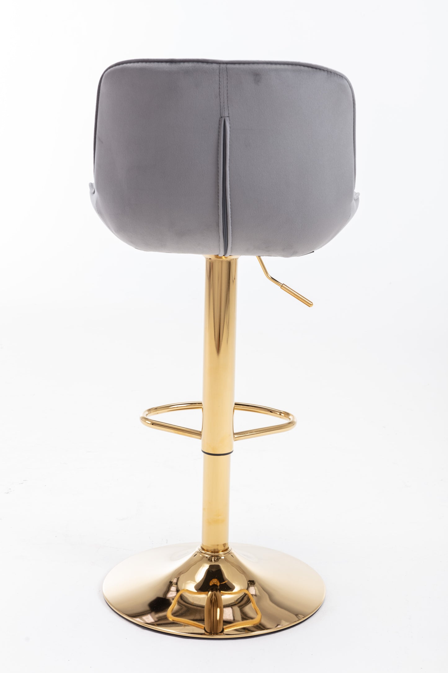 Stramline Adjustable Velvet + Golden Leg Bar Stool - Gray Set of 2