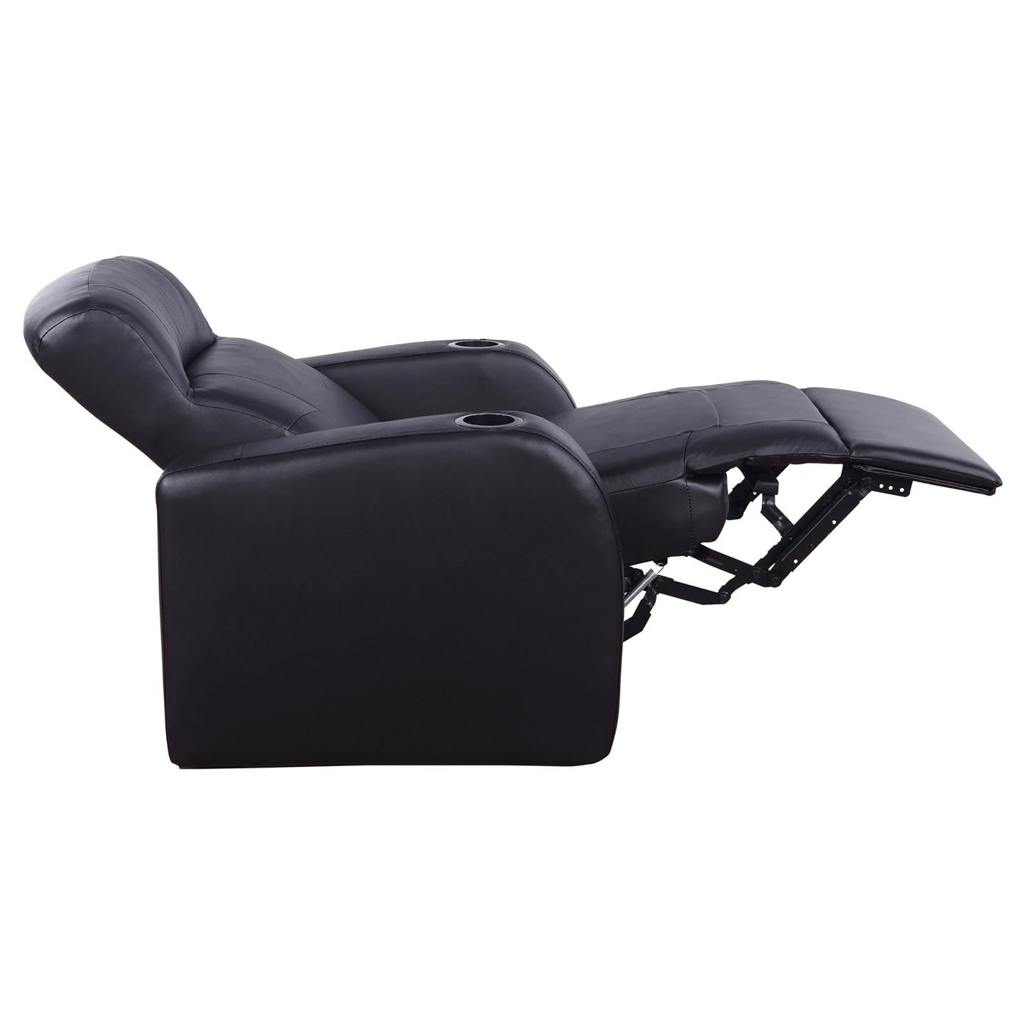 Novak Black Upholstered Recliner with Cup Holder