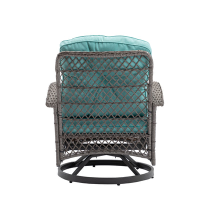 Tompkins 3 Pc Outdoor Swivel Rocker Patio Chairs - Blue