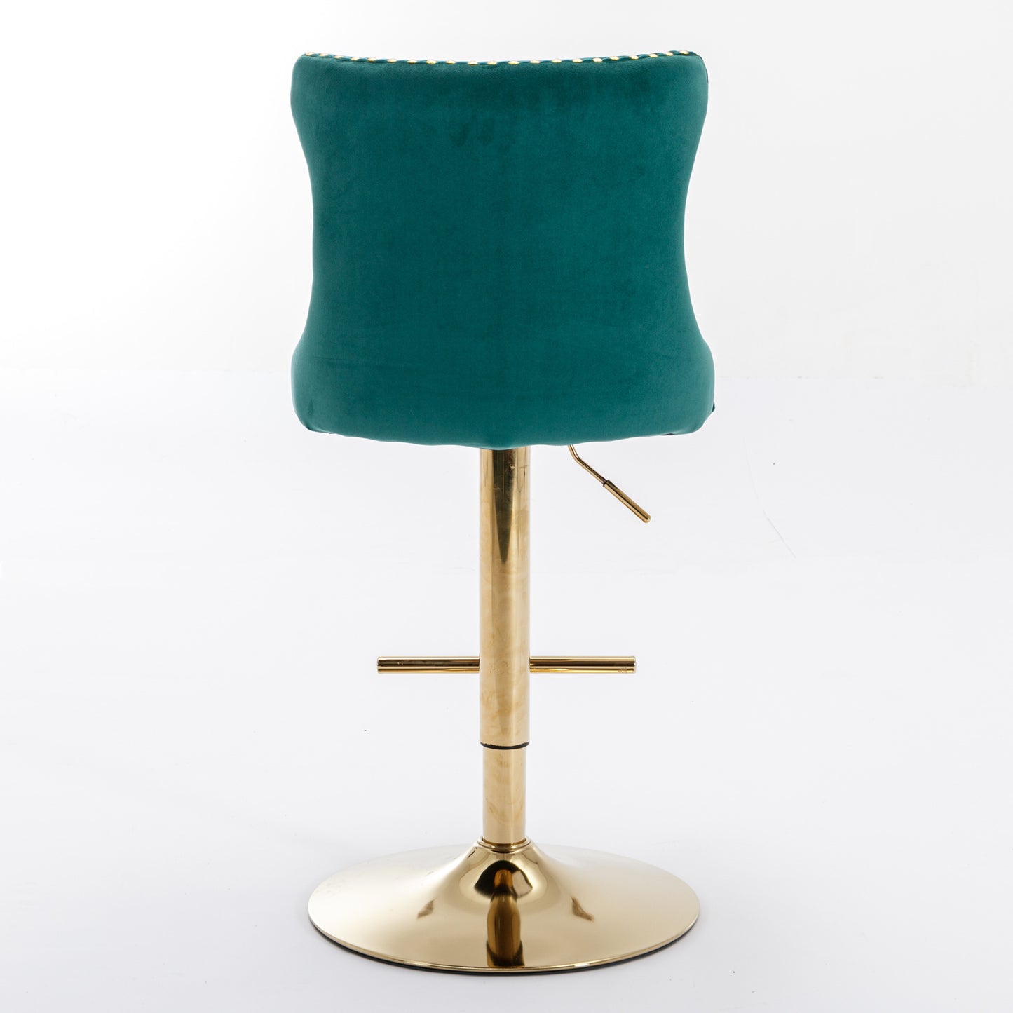 Stellar Golden Swivel Velvet Barstools Adjusatble Height - Green  Set of 2