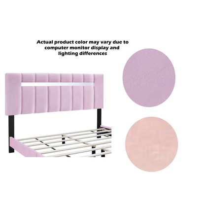 York Queen Size Platform Bed with Adjustable Height - Pink