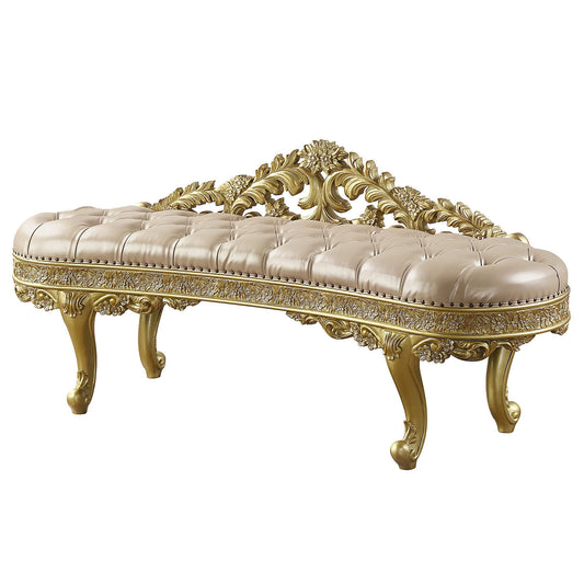 Cabriole Light Gold Synthetic Leather Bench