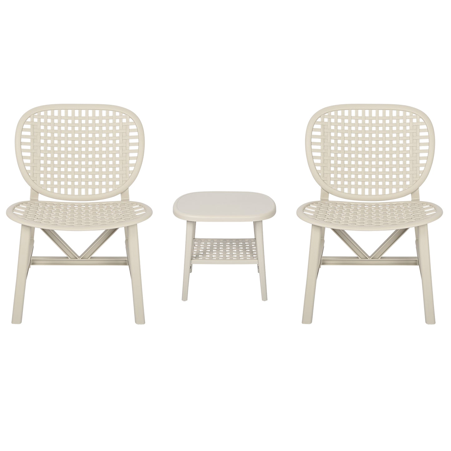 Toccara  3 Pc Retro Patio Table Chair Set - White