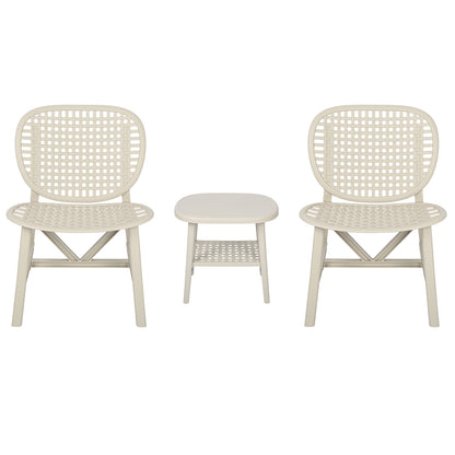 Toccara  3 Pc Retro Patio Table Chair Set - White