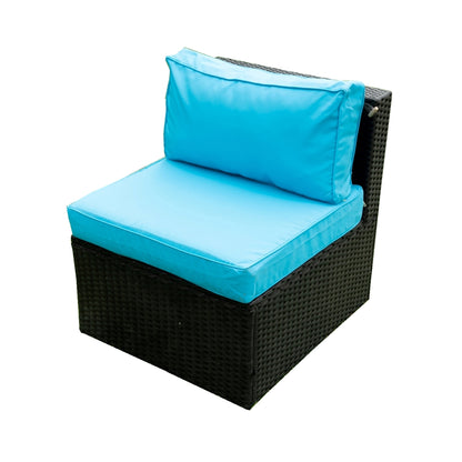 Russo 5 Pc Outdoor Patio Rattan Sectional Sofa Set - Black+Blue