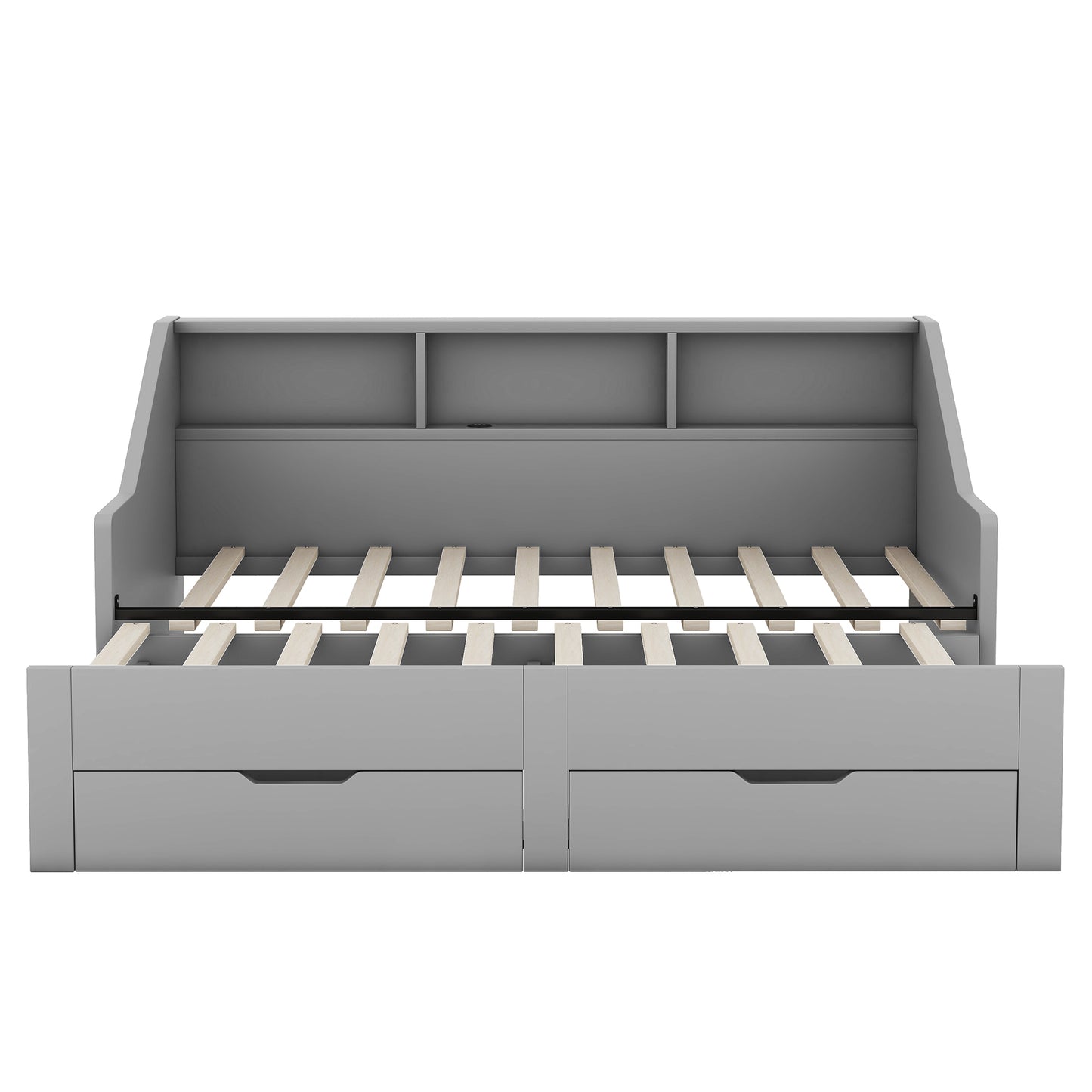 Zion Twin to King Size Daybed  with Storage Bookcases - Gray