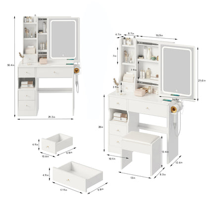 Dova II Makeup Vanity Desk Set - White