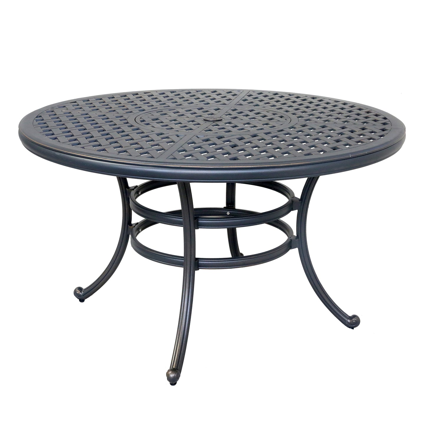 Neda 5 Pc Aluminum Round Dining Set with Cushions - Navy Blue