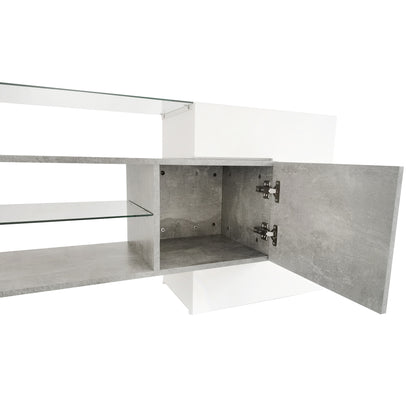 Trax TV Stand with 2 Illuminated Glass Shelves - Grey