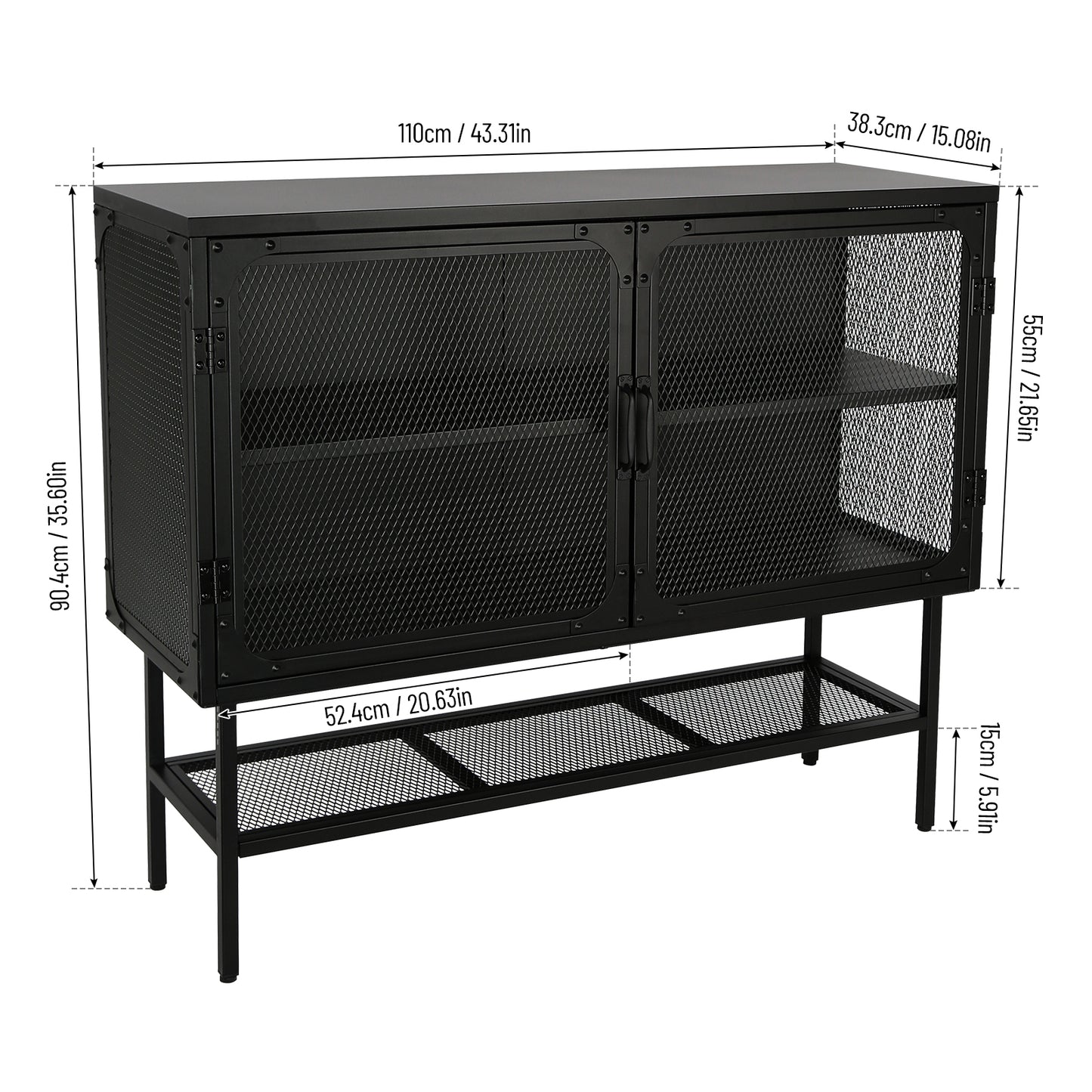 Laso Industrial Double Door Cabinet - Black