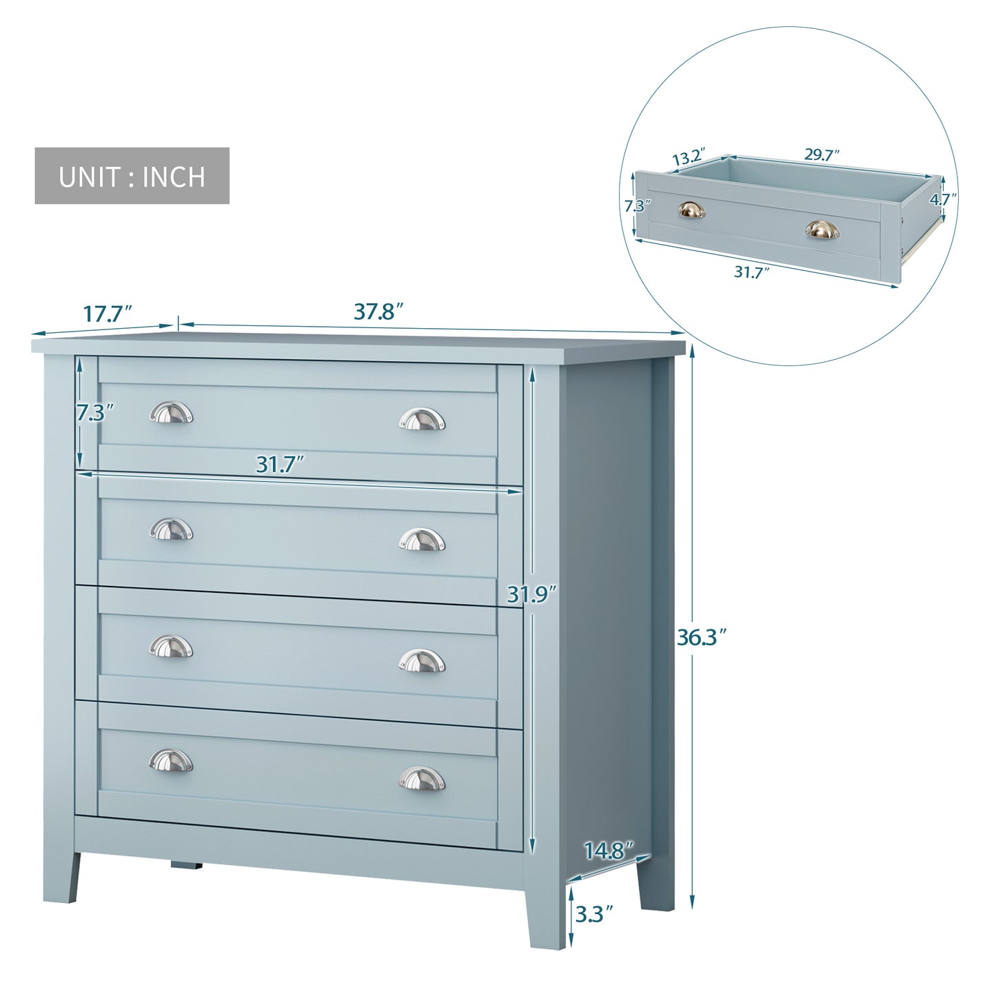 Dino Sideboard Cabinet - Grayish Blue