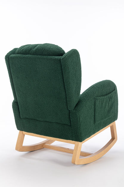 Nadia Teddy Fabric Rocking Chair - Green