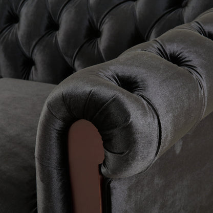 Vivalux Velvet Loveseat Sofa - Black