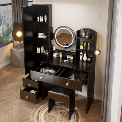 Kiara Makeup Vanity Desk Set - Black