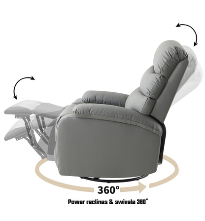 Lexi 360 Degree Swivel Rocking Recliner Chair - Gray