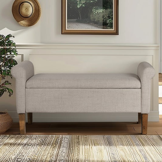 Vang Upholstered Storage Bench - Beige