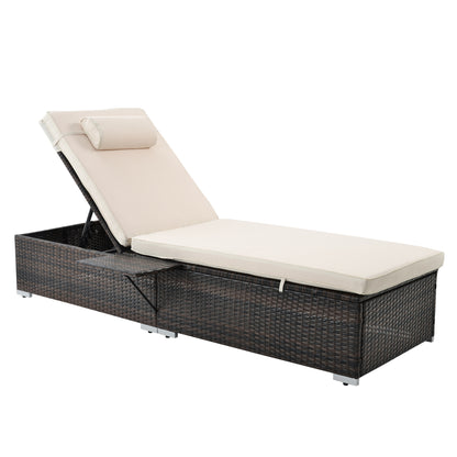 Valencia Outdoor PE Wicker Chaise Lounge  (Set of 2)  - Beige