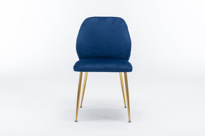 Geer Velvet Dining Chairs with Gold Leg (Set of 2) - Blue