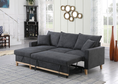 Colton Woven Reversible Sleeper Sectional Sofa with Storage Chaise - Dark Gray