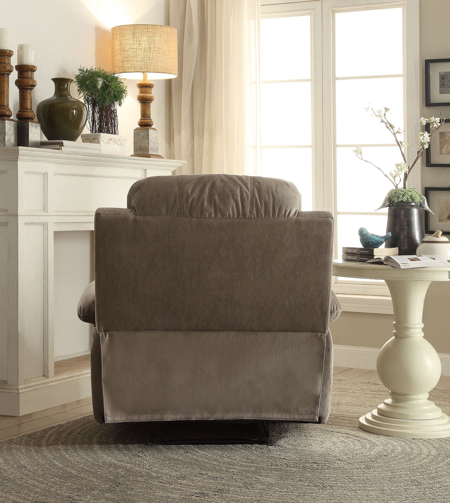 Aeon Polished Recliner with Pillow Top Arm - Gray