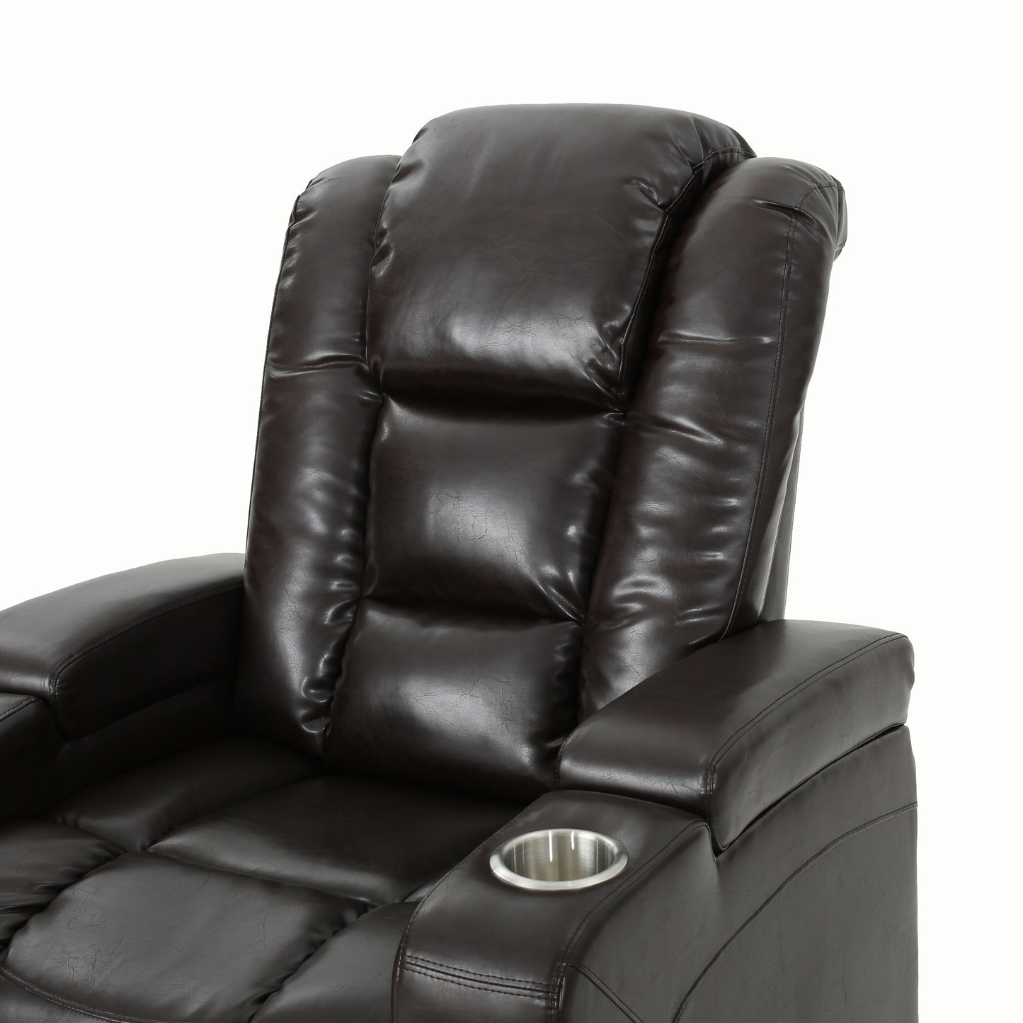 Mylah Recliner Chair PU with Arm Storage with USB - Brown