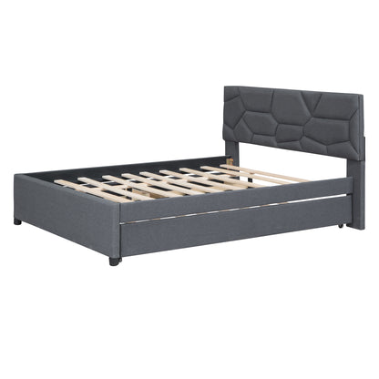 Brick Full Size Platform Bed with 2 drawers and Twin Size Trundle - Gray