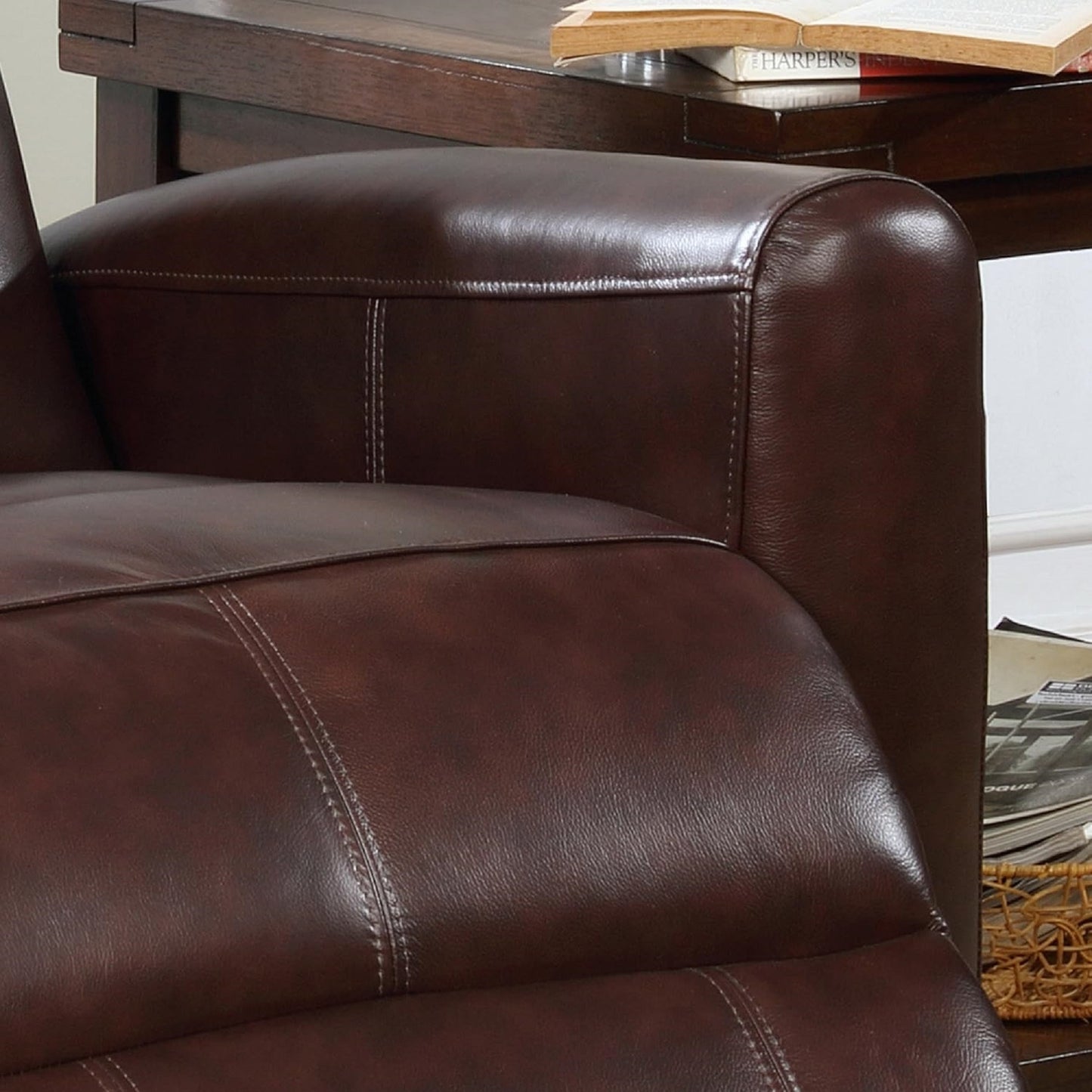 Snyder Electric Leather Recliner Chair with Gentle Lower Lumbar Massager - Brown