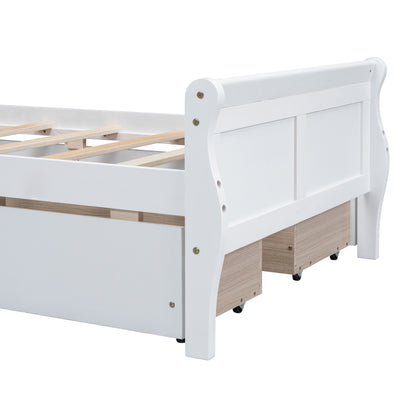 Meg Twin Size Wood Platform Bed with 4 Drawers - White