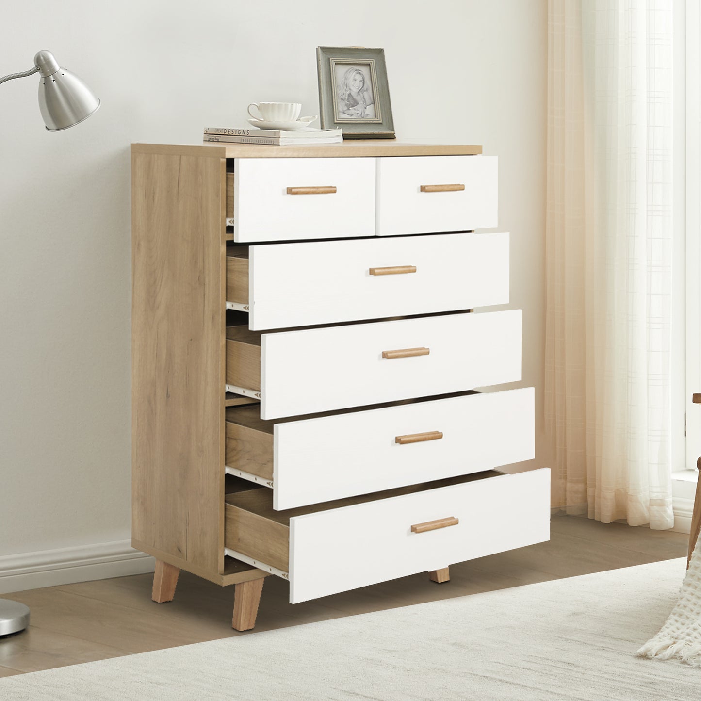 Olson II Drawer Dresser Cabinet - White Oak