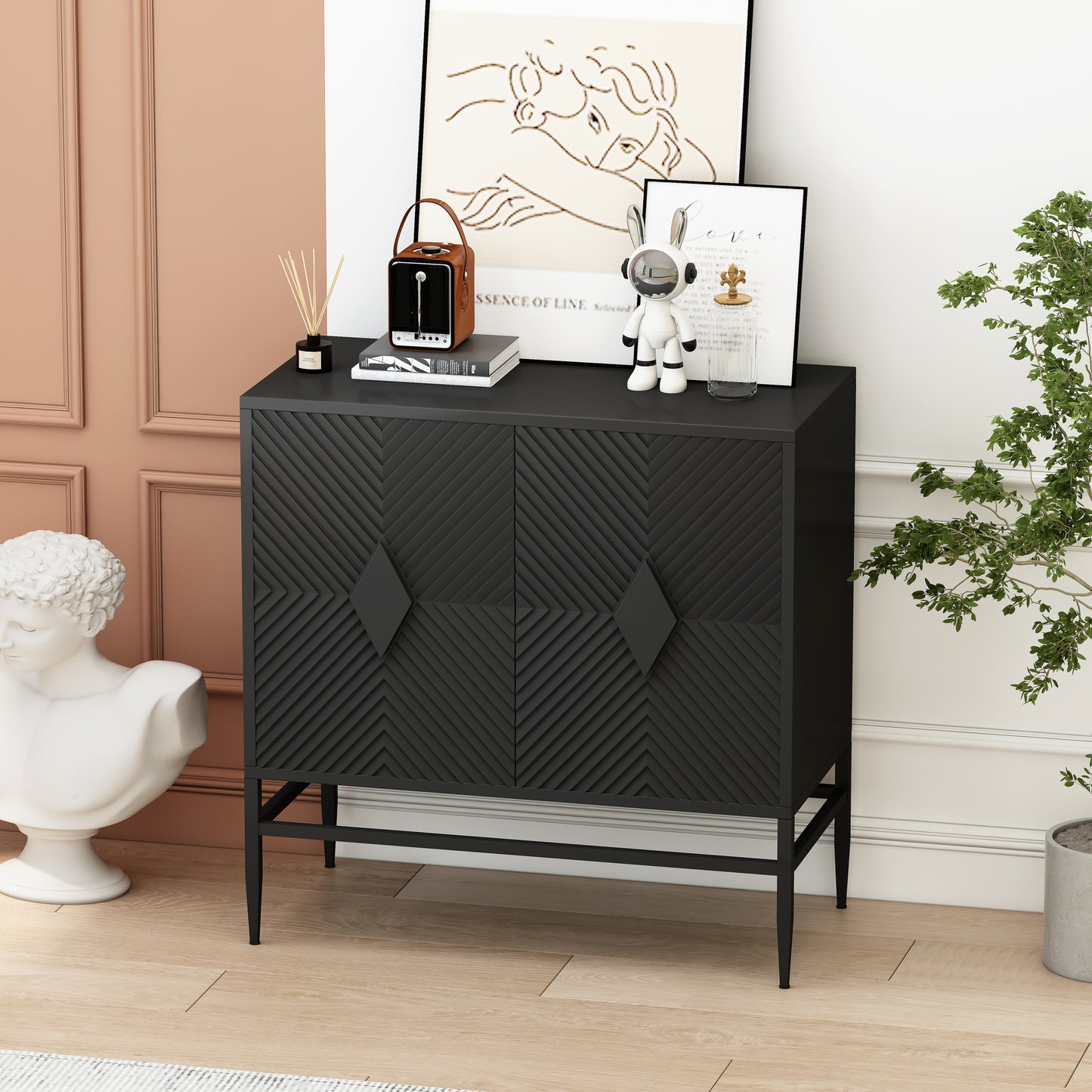 Tricia Accent Wooden Storage Cabinet - Black