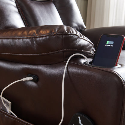 Cove Large size Electric Power Lift Recliner Chair with Massage and Heat - Brown