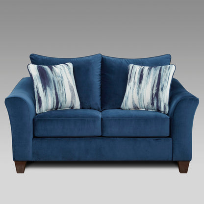 Camero Fabric Pillowback Loveseat - Navy Blue