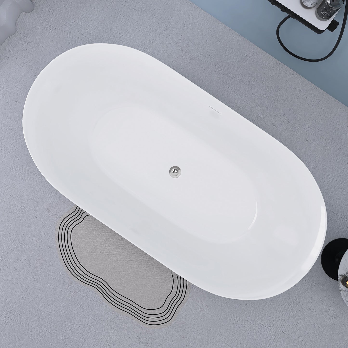 Onpa 55" Oval Shape  Acrylic Freestanding  Soaking Bathtub - Gloss WhiteOnpa