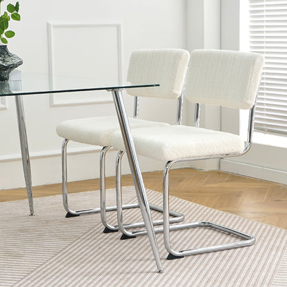 Ezell Dining Chairs with Chrome Metal Leg (Set of 2) - White