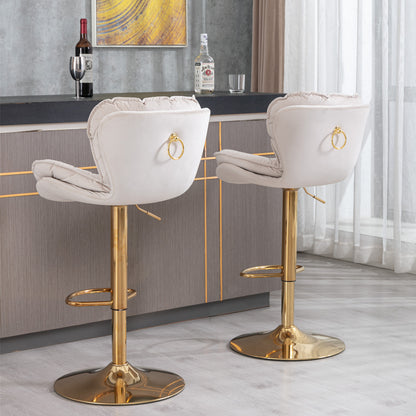 Float Swivel Bar Stools - Beige Set of 2