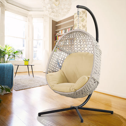 Rosa Large Hanging Egg Chair with Stand & UV Resistant - Beige