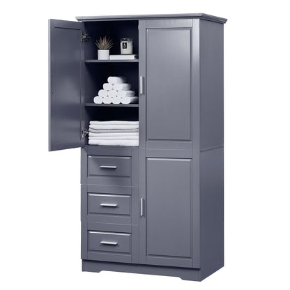 Lofty Cabinet with Doors Three Drawers - Grey