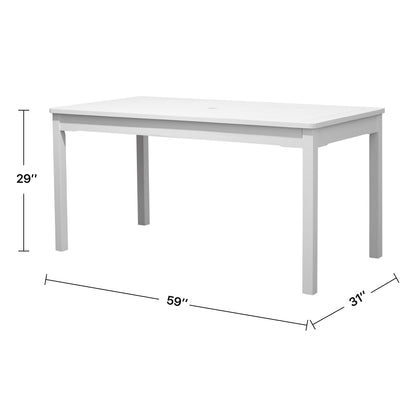 Alyssa Rectangular Coastal Wood Patio Dining Table - White