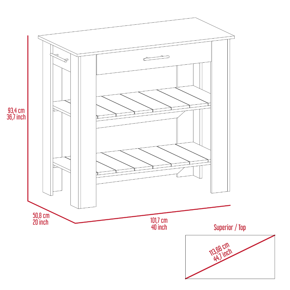 Cala Kitchen Island 40 - Black / Light Oak