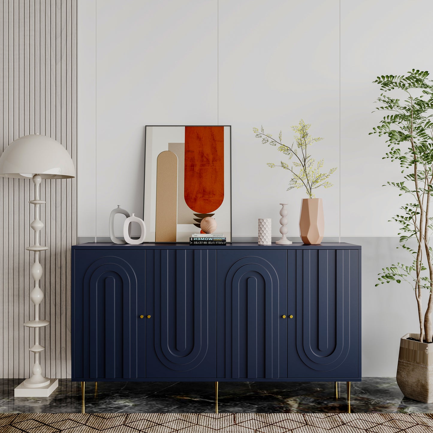 Jana Wooden Cabinet Sideboard - Blue