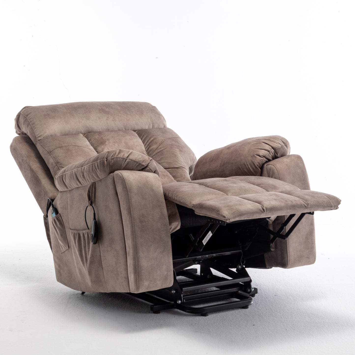 Wilson Power Electric Velvet Reclining Chair - Light Brown