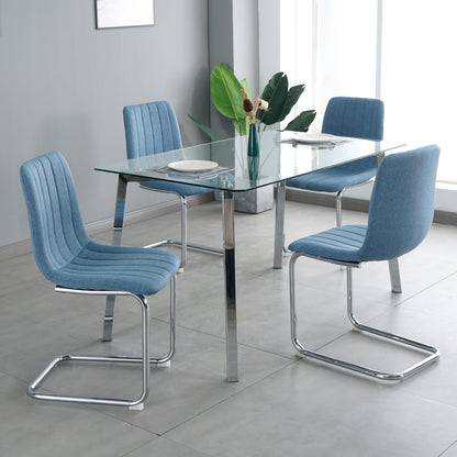 Jayro Fabric Dining Chairs with Metal Leg (Set of 4) - Blue