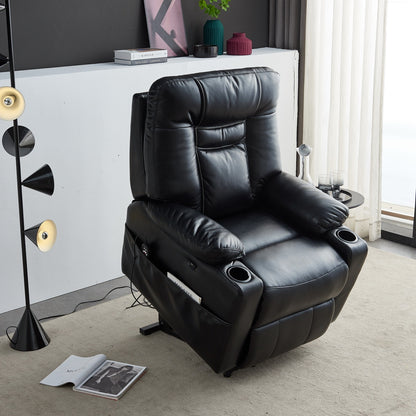 Cove Large size Electric Power Lift Recliner Chair with Massage and Heat - Black