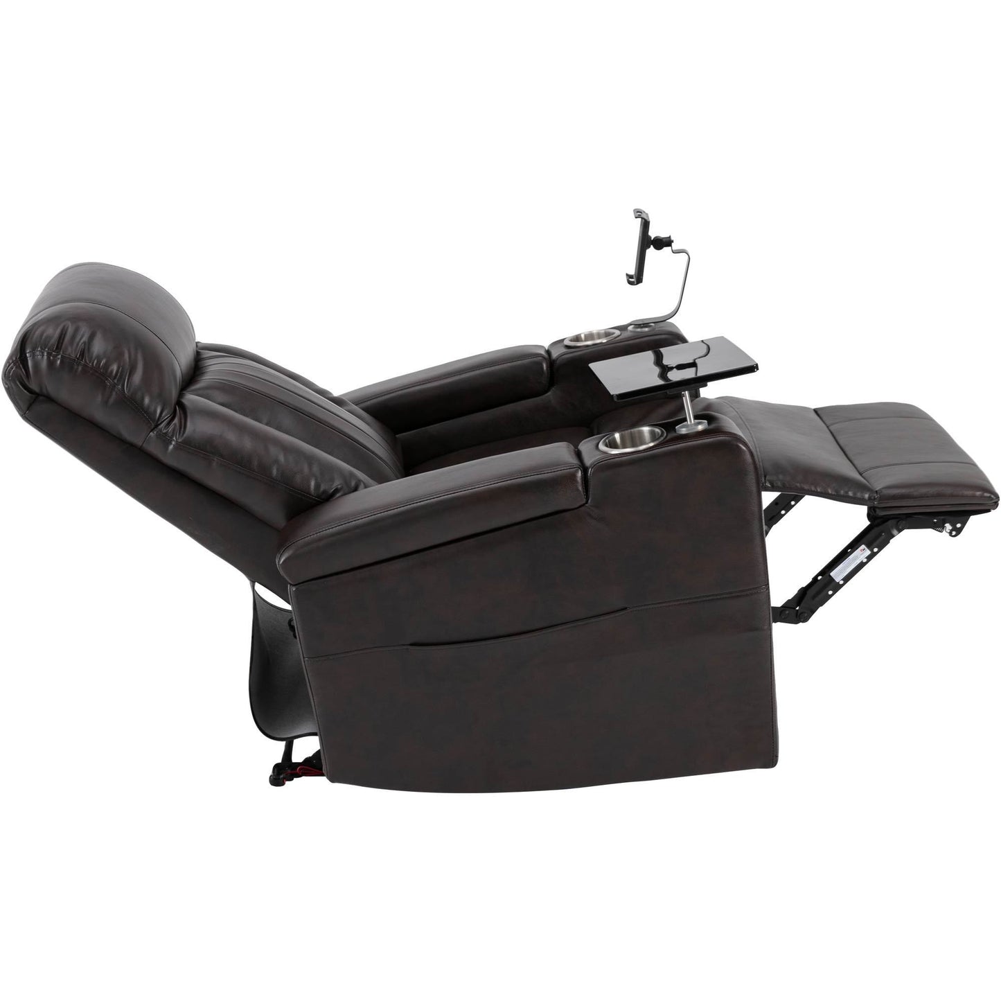 Anika Premium Power Recliner with Swivel Tray Table - Brown