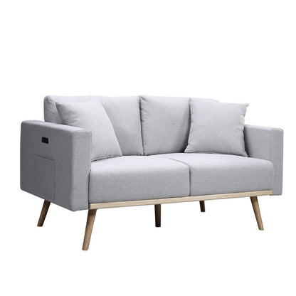 Easton Fabric Loveseat with USB Charging Ports - Light Gray