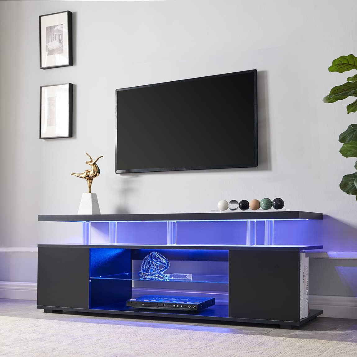 Pulse TV Stand Entertainment Center for 70 Inch TV - Black