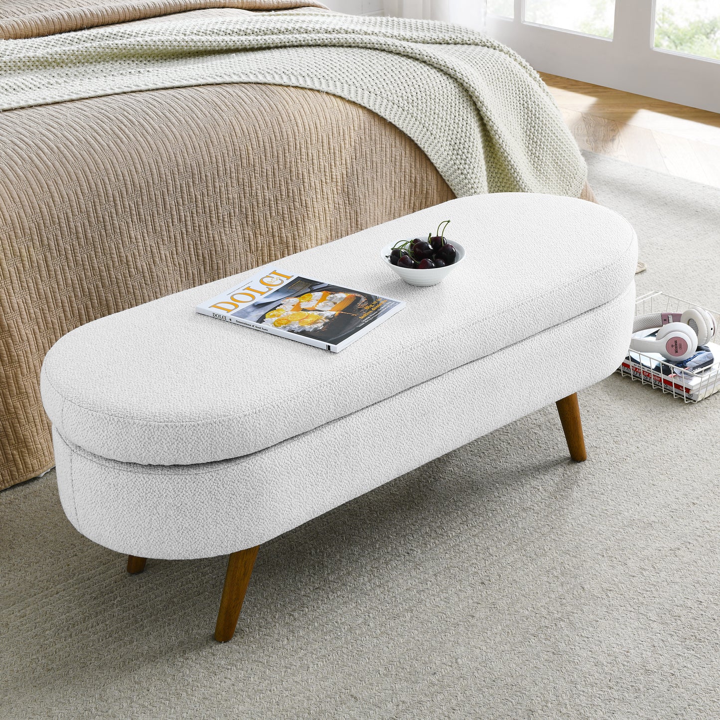 Amari Ottoman Storage Benches - White