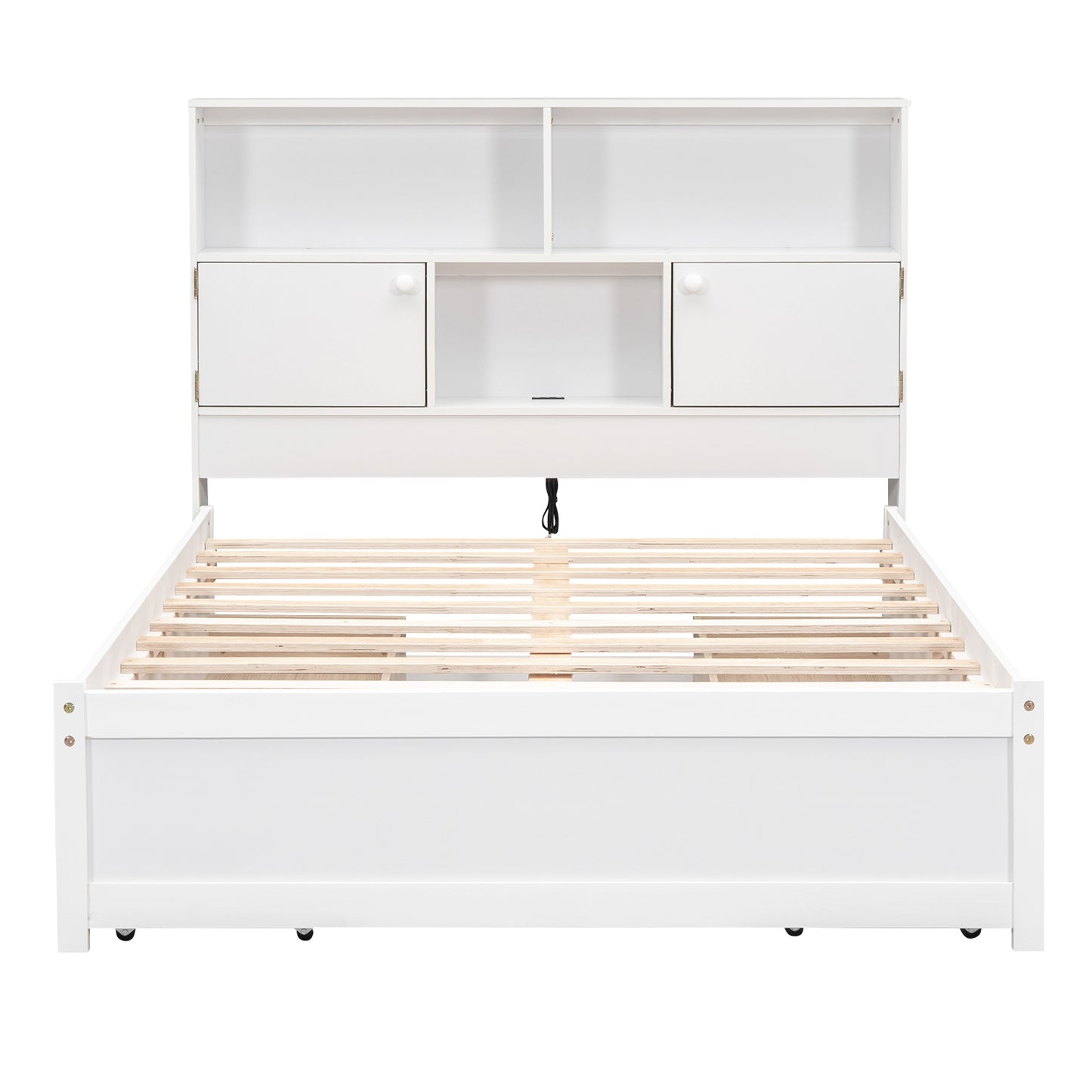 Jazz Full Size Platform Bed w 4 Drawers - White