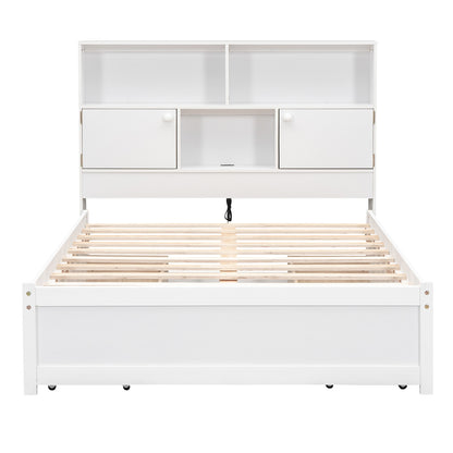 Jazz Full Size Platform Bed w 4 Drawers - White