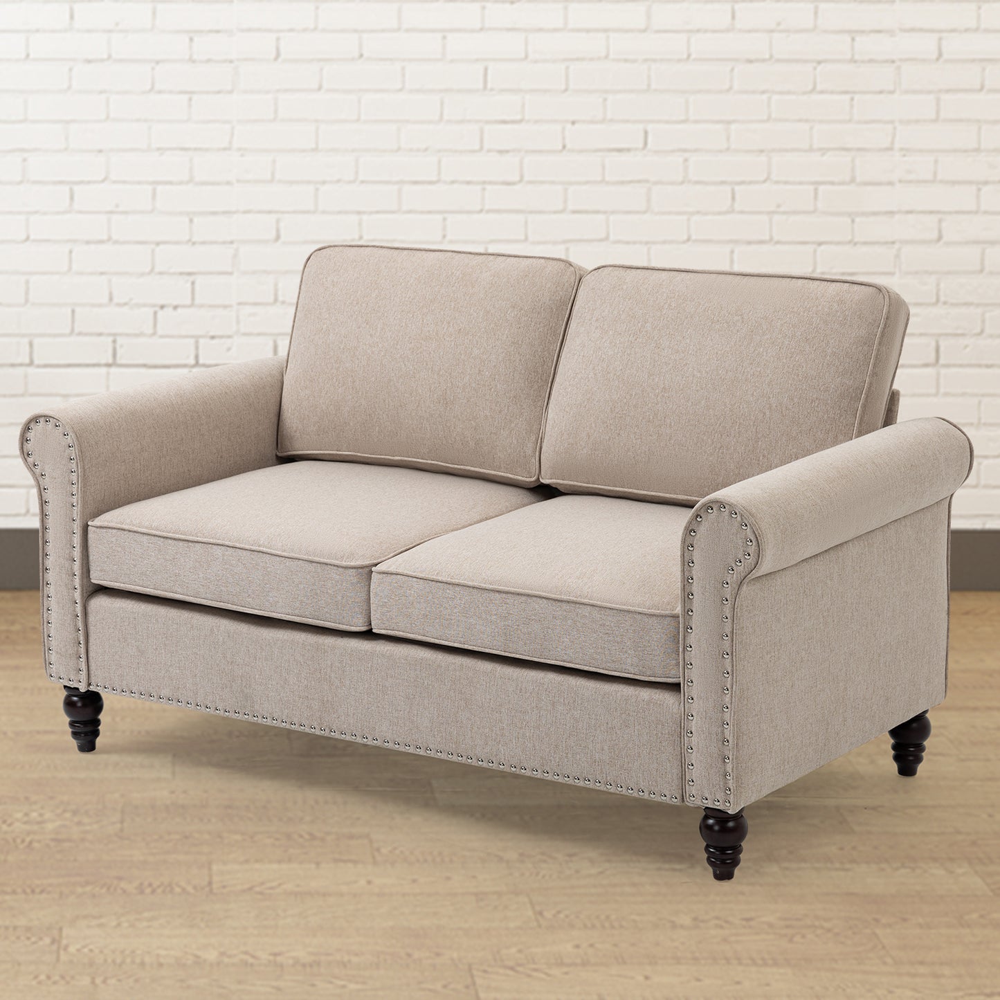 Zimmer Loveseat Button Tufted Sofa - Beige